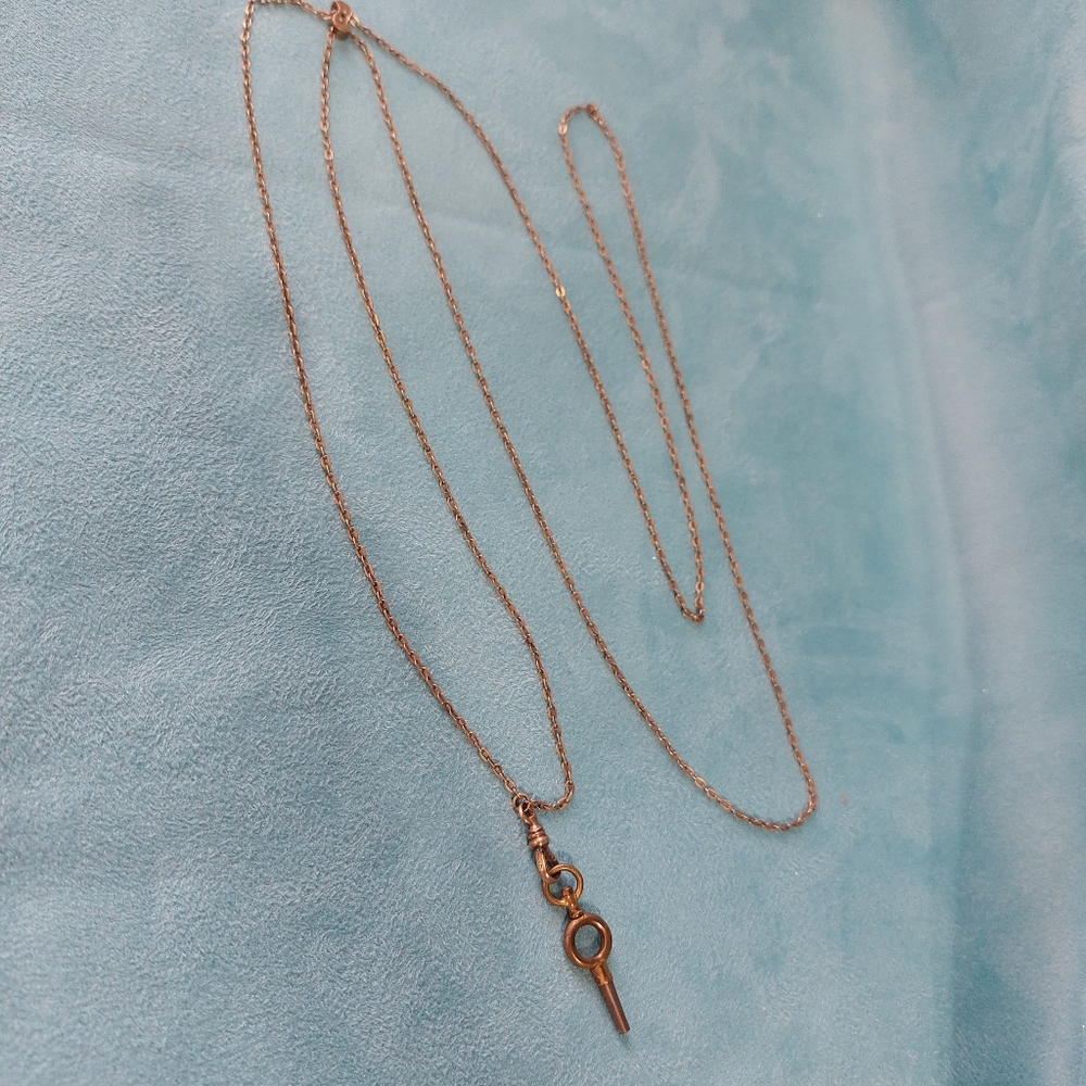 Antique Longuard Goldfilled 48" Watch Key Chain & Key